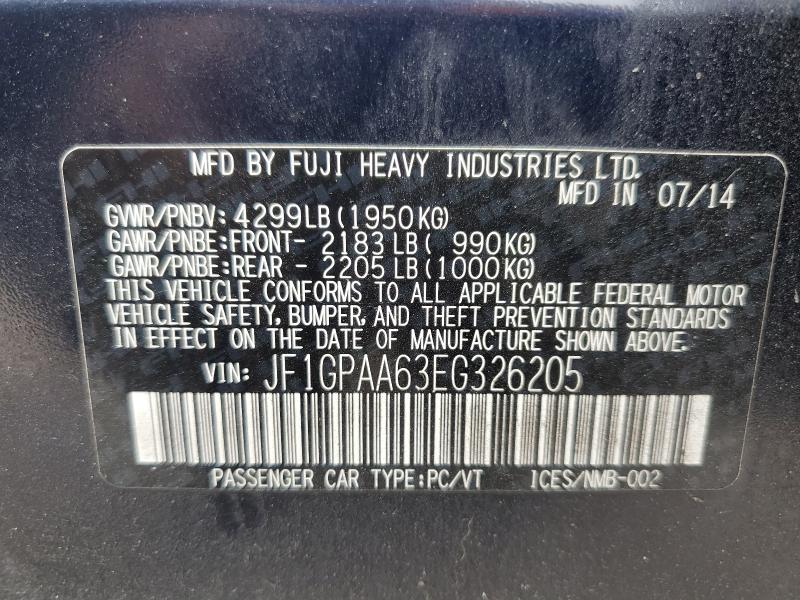 Продажа на аукционе авто 2014 Subaru Impreza, vin: JF1GPAA63EG326205, номер лота: 53088696
