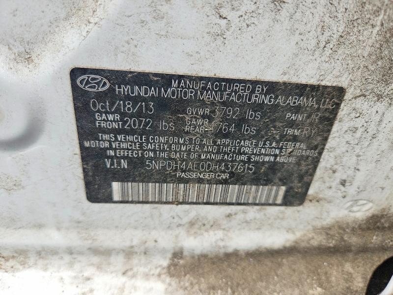 Продажа на аукционе авто 2013 Hyundai Elantra, vin: 5NPDH4AE0DH437615, номер лота: 53009376