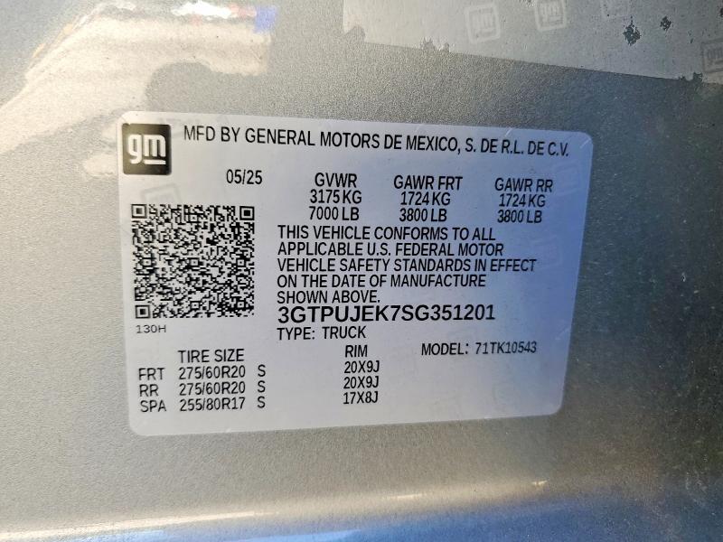 Продажа на аукционе авто 2025 Gmc Sierra, vin: 3GTPUJEK7SG351201, номер лота: 52328896