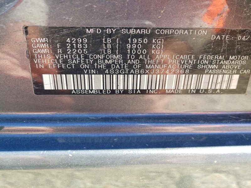 Aukcja sprzedaży 2018 Subaru Impreza, vin: 4S3GTAB6XJ3742368, numer aukcji: 52798106