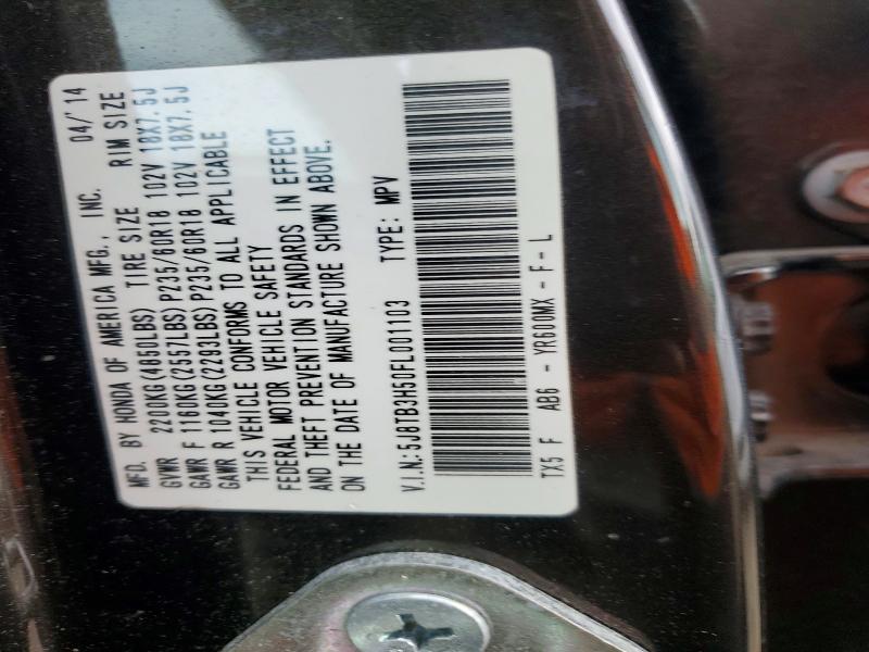 54670766 :رقم المزاد ، 5J8TB3H50FL001103 vin ، 2015 Acura Rdx مزاد بيع