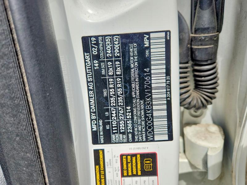 52537196 :رقم المزاد ، WDC0G4KB3KV170614 vin ، 2019 Mercedes-benz Glc مزاد بيع