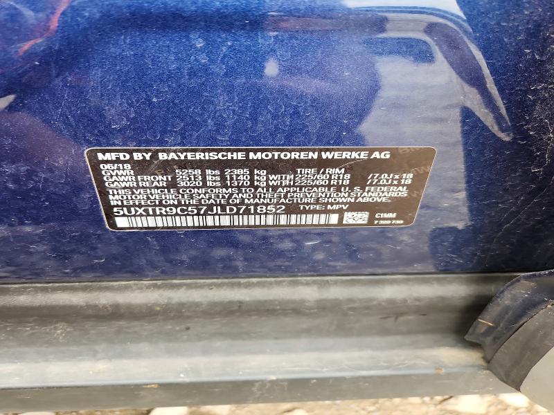 55107296 :رقم المزاد ، 5UXTR9C57JLD71852 vin ، 2018 Bmw X3 مزاد بيع