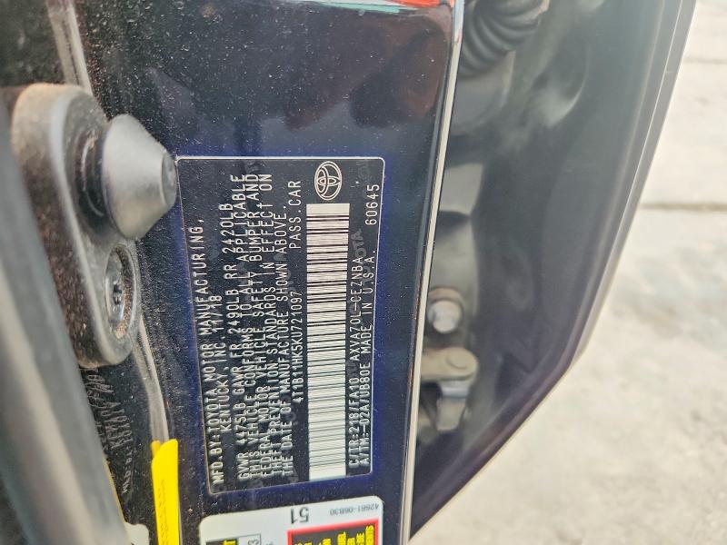54061426 :رقم المزاد ، 4T1B11HK5KU721097 vin ، 2019 Toyota Camry مزاد بيع