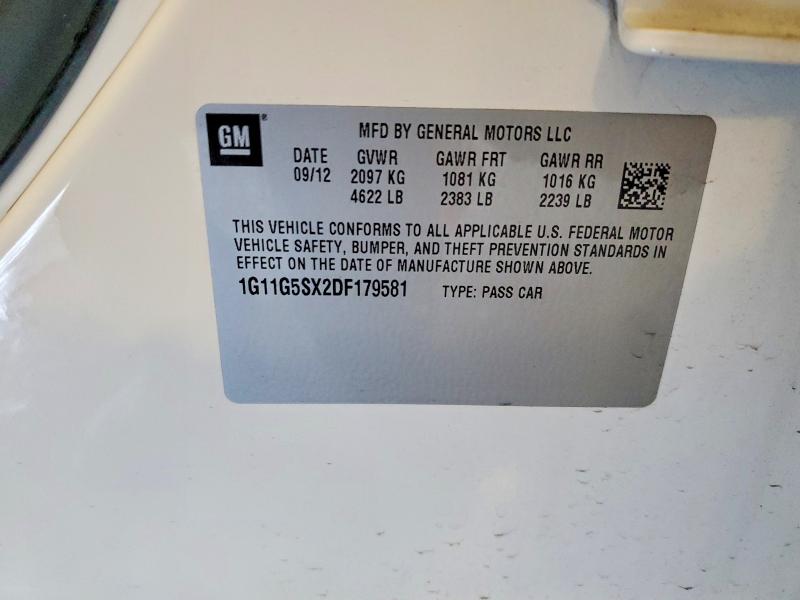 Продажа на аукционе авто 2013 Chevrolet Malibu, vin: 1G11G5SX2DF179581, номер лота: 54644336