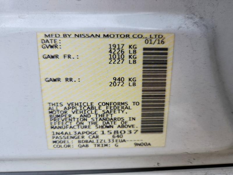 Продажа на аукционе авто 2016 Nissan Altima, vin: 1N4AL3AP0GC158037, номер лота: 52772476