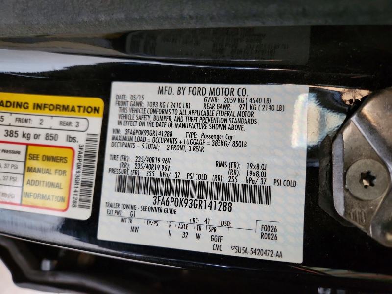 54262796 :رقم المزاد ، 3FA6P0K93GR141288 vin ، 2016 Ford Fusion مزاد بيع