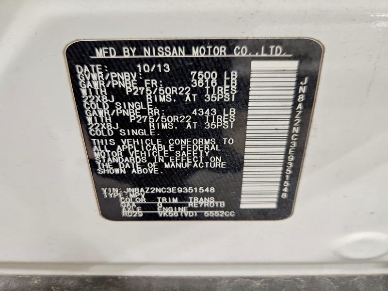 2014 Infiniti Qx80 მანქანა იყიდება აუქციონზე, vin: JN8AZ2NC3E9351548, აუქციონის ნომერი: 52958036