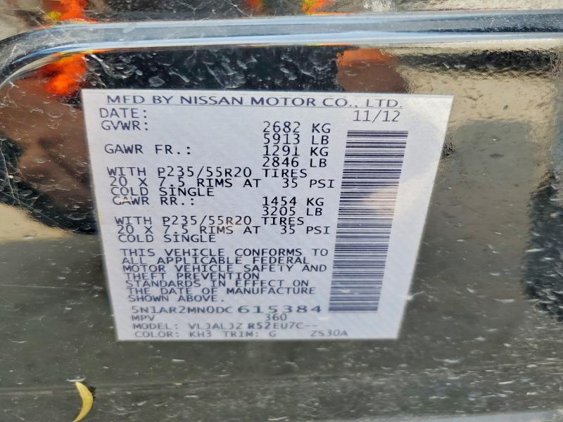 Продаж на аукціоні авто 2013 Nissan Pathfinder, vin: 5N1AR2MN0DC615384, номер лоту: 54205106