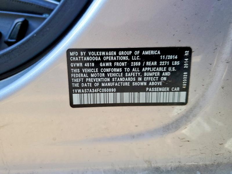 Продаж на аукціоні авто 2015 Volkswagen Passat, vin: 1VWAS7A34FC050890, номер лоту: 52015116
