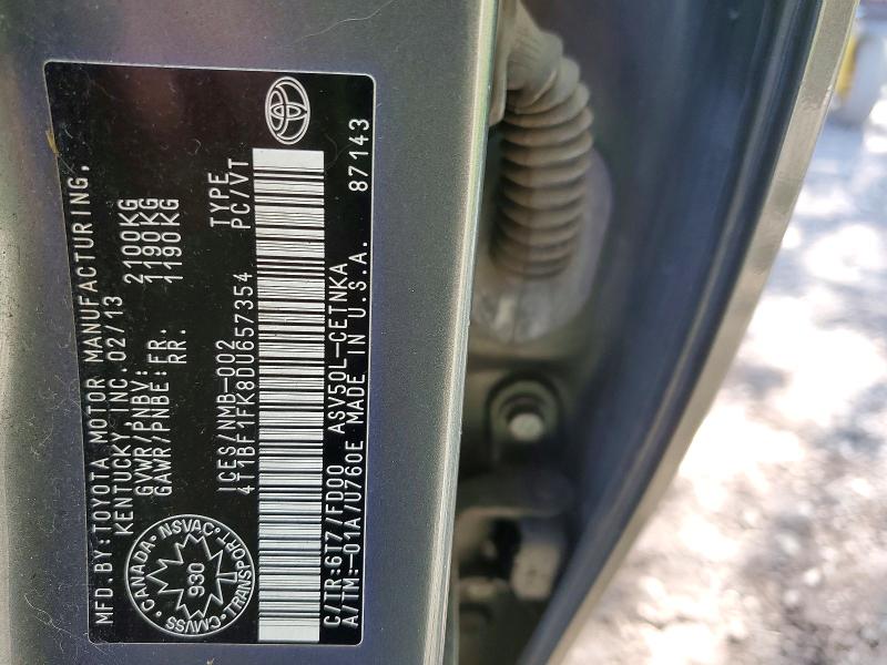 Aukcja sprzedaży 2013 Toyota Camry, vin: 4T1BF1FK8DU657354, numer aukcji: 53741606