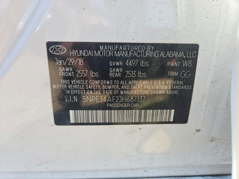 52246706 :رقم المزاد ، 5NPE34AF2JH687137 vin ، 2018 Hyundai Sonata مزاد بيع