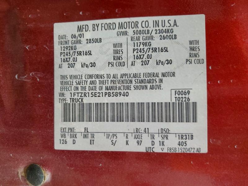 Продажа на аукционе авто 2001 Ford Ranger, vin: 1FTZR15E21PB58940, номер лота: 53749266