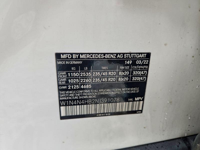 Aukcja sprzedaży 2022 Mercedes-benz Gla, vin: W1N4N4HB2NJ391078, numer aukcji: 54426606