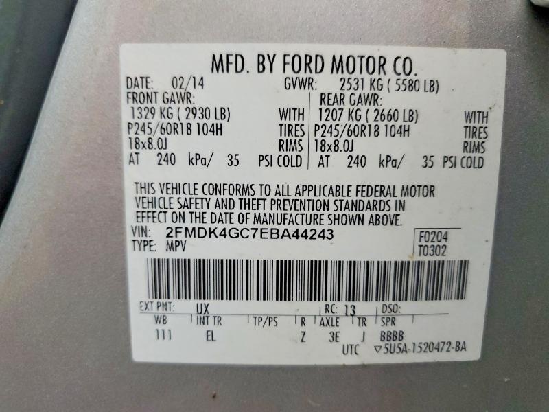 Aukcja sprzedaży 2014 Ford Edge, vin: 2FMDK4GC7EBA44243, numer aukcji: 53771646