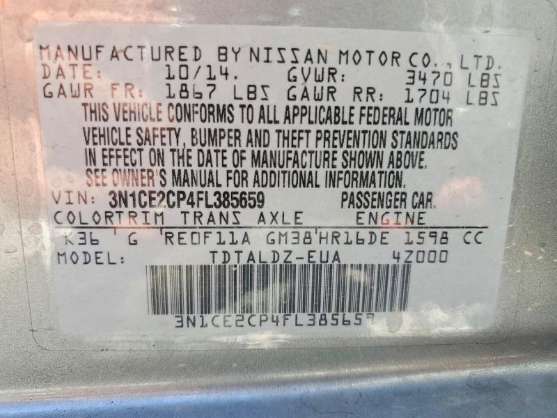 Продажа на аукционе авто 2015 Nissan Versa Note, vin: 3N1CE2CP4FL385659, номер лота: 53233876