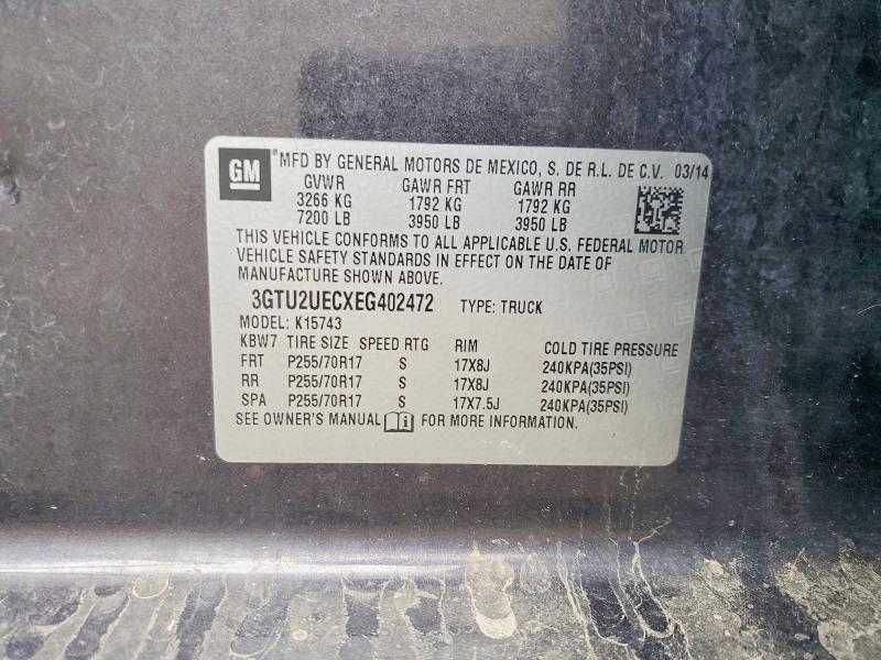 Aukcja sprzedaży 2014 Gmc Sierra, vin: 3GTU2UECXEG402472, numer aukcji: 52129546