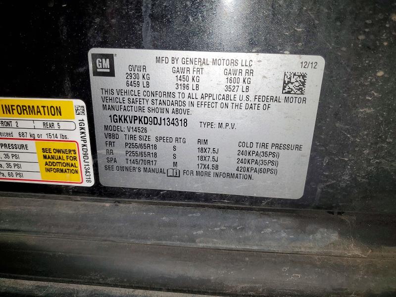 2013 Gmc Acadia მანქანა იყიდება აუქციონზე, vin: 1GKKVPKD9DJ134318, აუქციონის ნომერი: 54466206