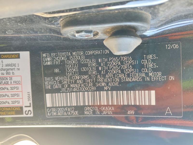 Aukcja sprzedaży 2007 Toyota 4runner, vin: JTEZU14R370090289, numer aukcji: 51882836