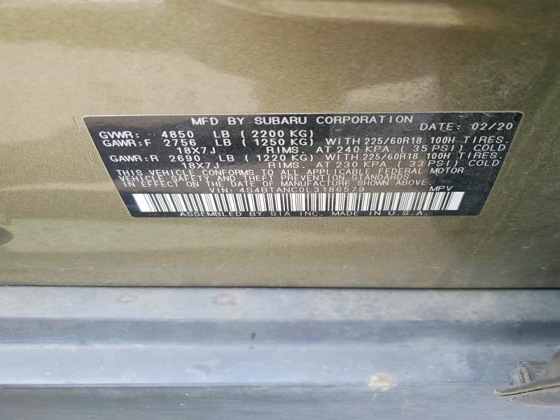 Продажа на аукционе авто 2020 Subaru Outback, vin: 4S4BTANC0L3186579, номер лота: 54202326