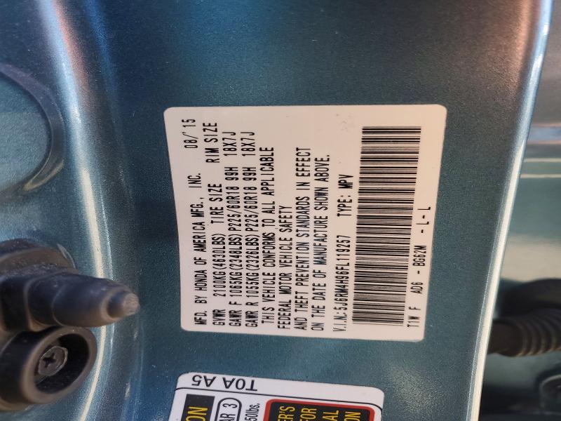 2015 Honda Cr-v მანქანა იყიდება აუქციონზე, vin: 5J6RM4H96FL119257, აუქციონის ნომერი: 53954226
