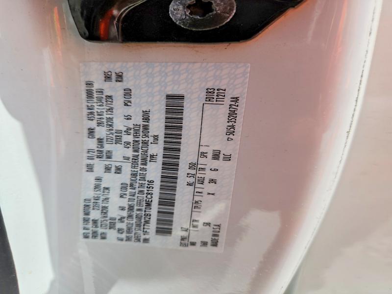 52885826 :رقم المزاد ، 1FT7W2BT0MEC81516 vin ، 2021 Ford F250 مزاد بيع