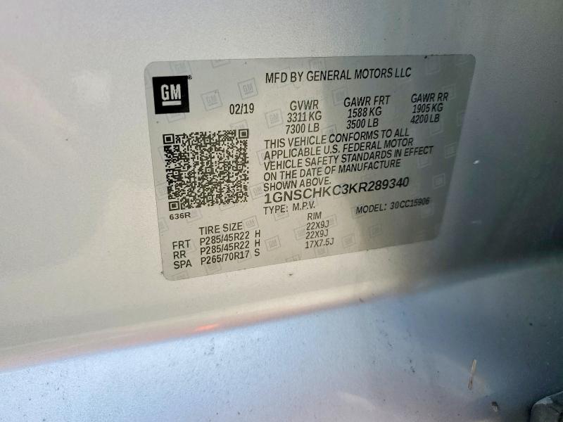 Aukcja sprzedaży 2019 Chevrolet Suburban, vin: 1GNSCHKC3KR289340, numer aukcji: 53215396