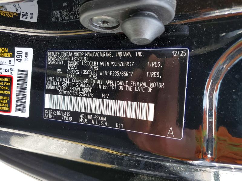 Aukcja sprzedaży 2026 Toyota Sienna, vin: 5TDYRKEC1TS294176, numer aukcji: 52376696