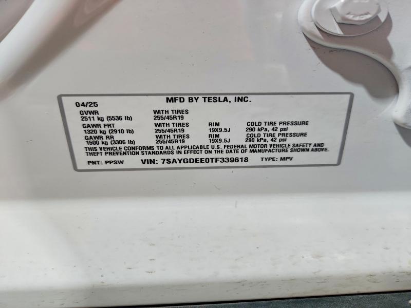 Продаж на аукціоні авто 2026 Tesla Model Y, vin: 7SAYGDEE0TF339618, номер лоту: 53420516