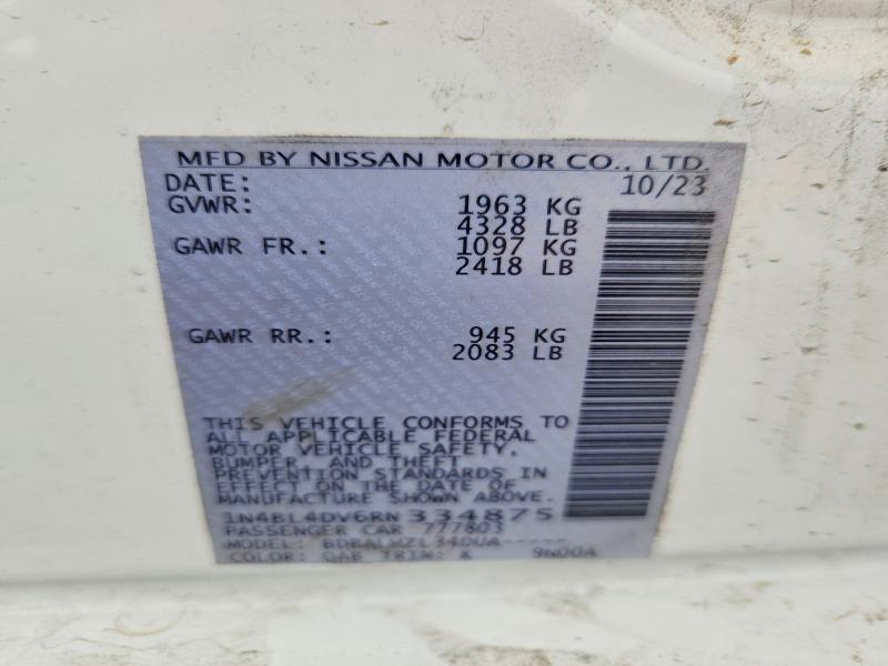 2024 Nissan Altima მანქანა იყიდება აუქციონზე, vin: 1N4BL4DV6RN334875, აუქციონის ნომერი: 53413326