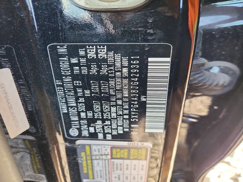 53043996 :رقم المزاد ، 5XYPG4A38JG429361 vin ، 2018 Kia Sorento مزاد بيع