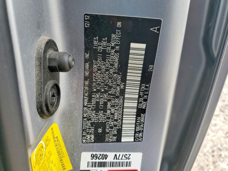 Продаж на аукціоні авто 2013 Toyota Sienna, vin: 5TDZK3DC6DS320840, номер лоту: 54500176