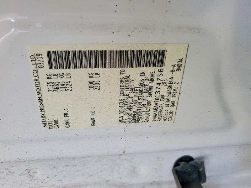 Aukcja sprzedaży 2019 Nissan Maxima, vin: 1N4AA6AV7KC374756, numer aukcji: 53296126