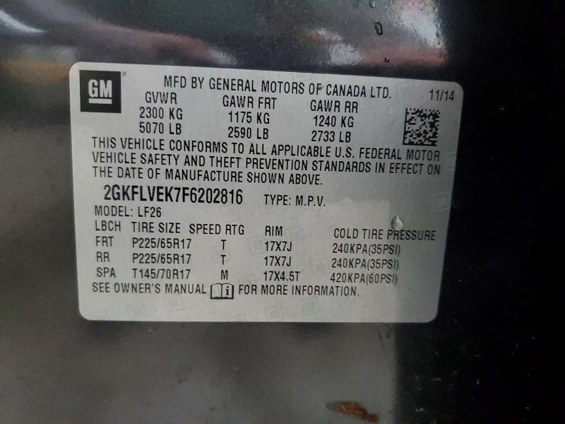 2015 Gmc Terrain მანქანა იყიდება აუქციონზე, vin: 2GKFLVEK7F6202816, აუქციონის ნომერი: 52012736