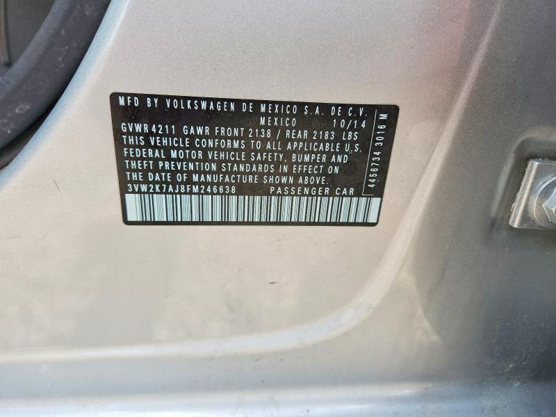 Продаж на аукціоні авто 2015 Volkswagen Jetta, vin: 3VW2K7AJ8FM246638, номер лоту: 52942676