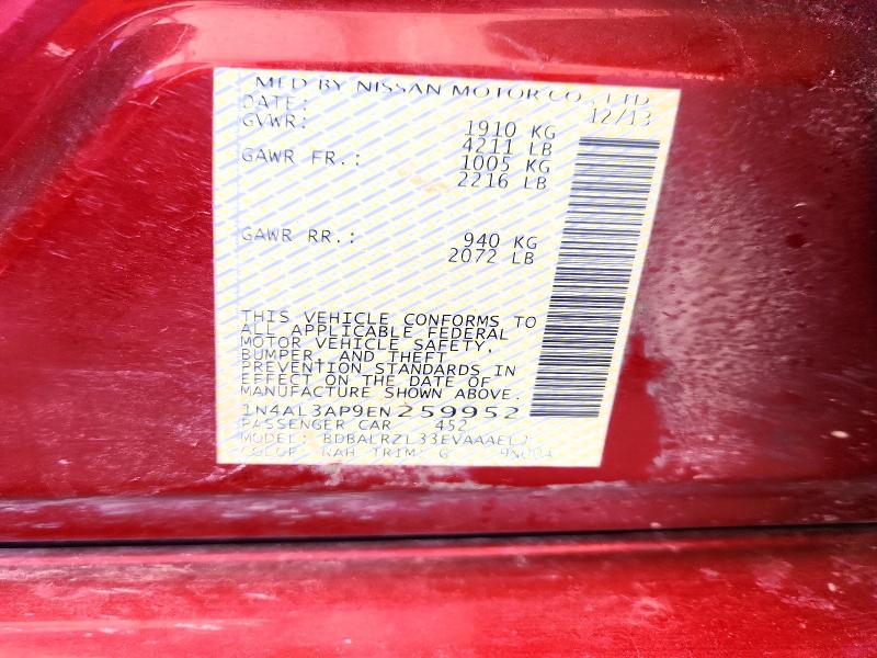 Aukcja sprzedaży 2014 Nissan Altima, vin: 1N4AL3AP9EN259952, numer aukcji: 55386166