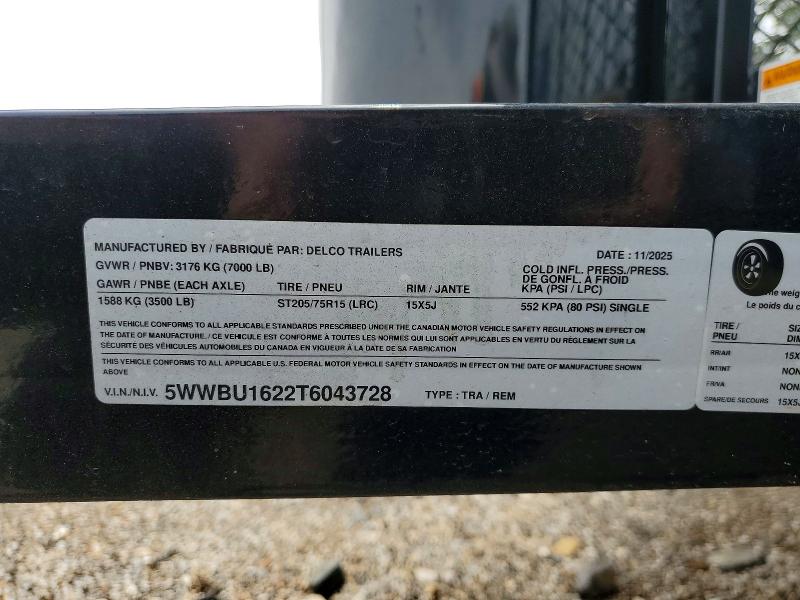 Продаж на аукціоні авто 2026 Delco Unknown, vin: 5WWBU1622T6043728, номер лоту: 54451436