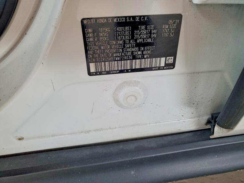 2021 Honda Hr-v მანქანა იყიდება აუქციონზე, vin: 3CZRU5H57MM729036, აუქციონის ნომერი: 54831676