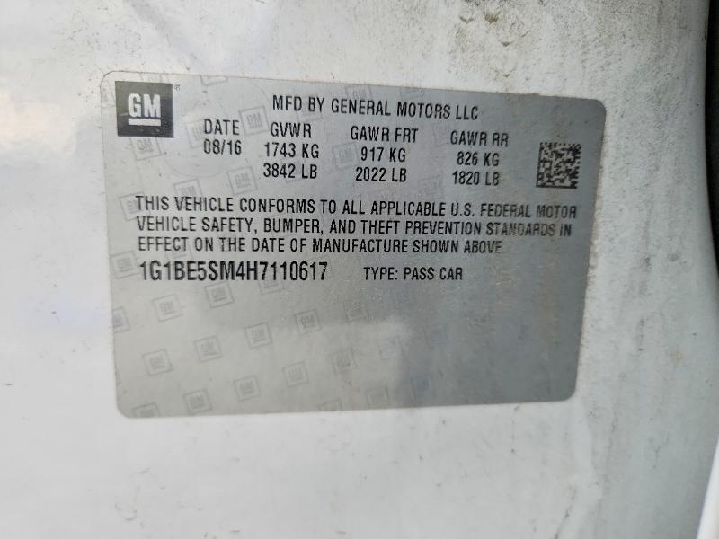 2017 Chevrolet Cruze მანქანა იყიდება აუქციონზე, vin: 1G1BE5SM4H7110617, აუქციონის ნომერი: 53716406