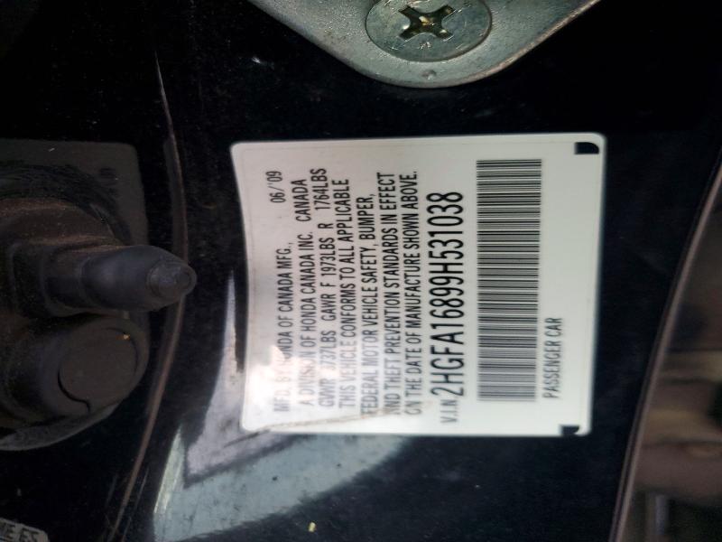 Aukcja sprzedaży 2009 Honda Civic, vin: 2HGFA16899H531038, numer aukcji: 55373496