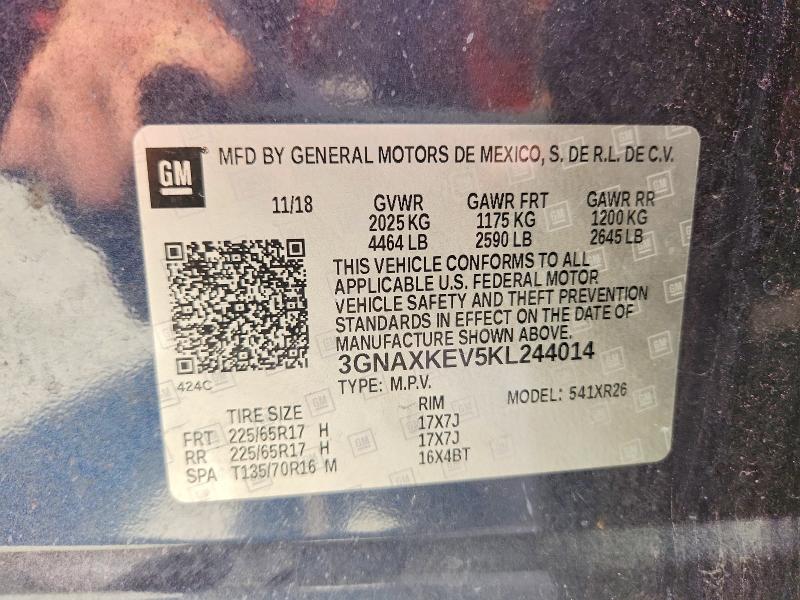 Продажа на аукционе авто 2019 Chevrolet Equinox, vin: 3GNAXKEV5KL244014, номер лота: 53706676