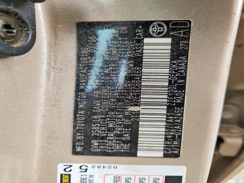 55198686 :رقم المزاد ، 2T1BR32E16C664668 vin ، 2006 Toyota Corolla مزاد بيع