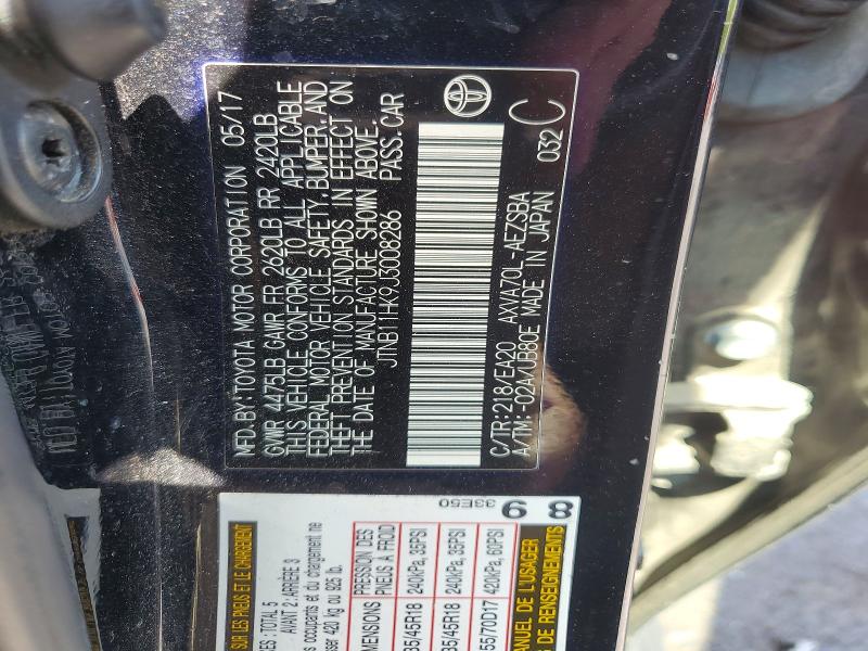Продаж на аукціоні авто 2018 Toyota Camry, vin: JTNB11HK9J3008286, номер лоту: 52743756