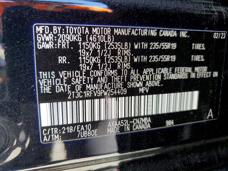 Aukcja sprzedaży 2023 Toyota Rav4, vin: 2T3C1RFV9PW254409, numer aukcji: 52246456