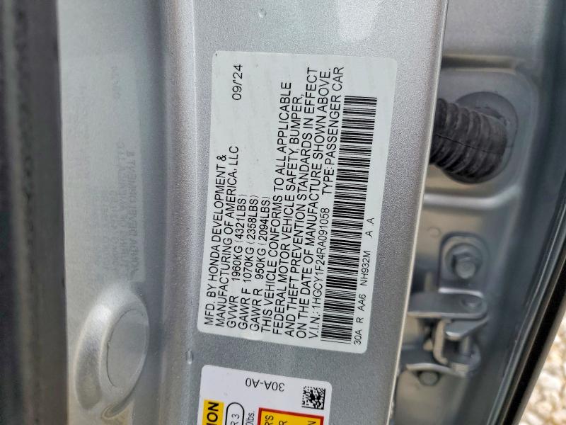 Продажа на аукционе авто 2024 Honda Accord, vin: 1HGCY1F24RA091058, номер лота: 53874356