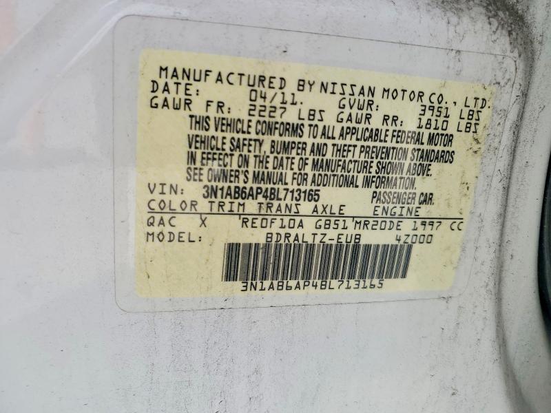 53977476 :رقم المزاد ، 3N1AB6AP4BL713165 vin ، 2011 Nissan Sentra مزاد بيع