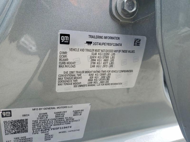 Продажа на аукционе авто 2025 Gmc Sierra, vin: 1GT4UPEY6SF119474, номер лота: 53007096
