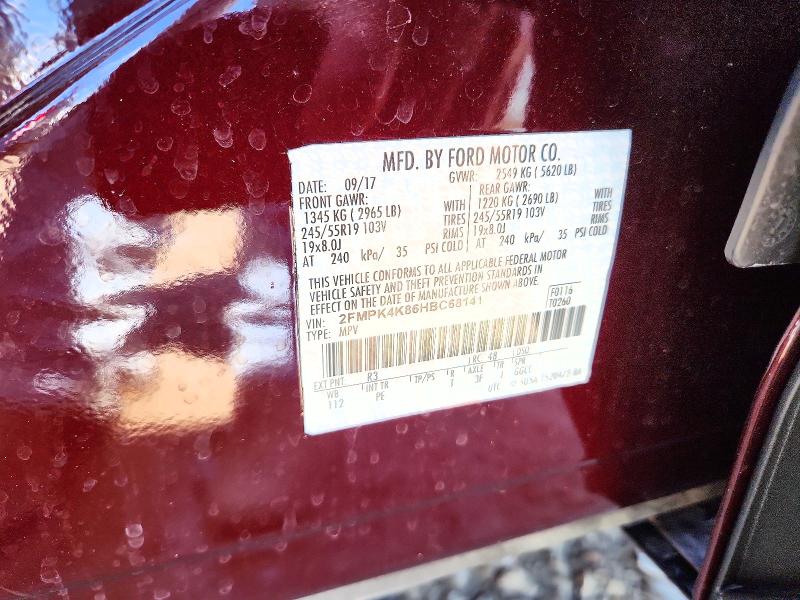 Aukcja sprzedaży 2017 Ford Edge, vin: 2FMPK4K86HBC68141, numer aukcji: 52768556