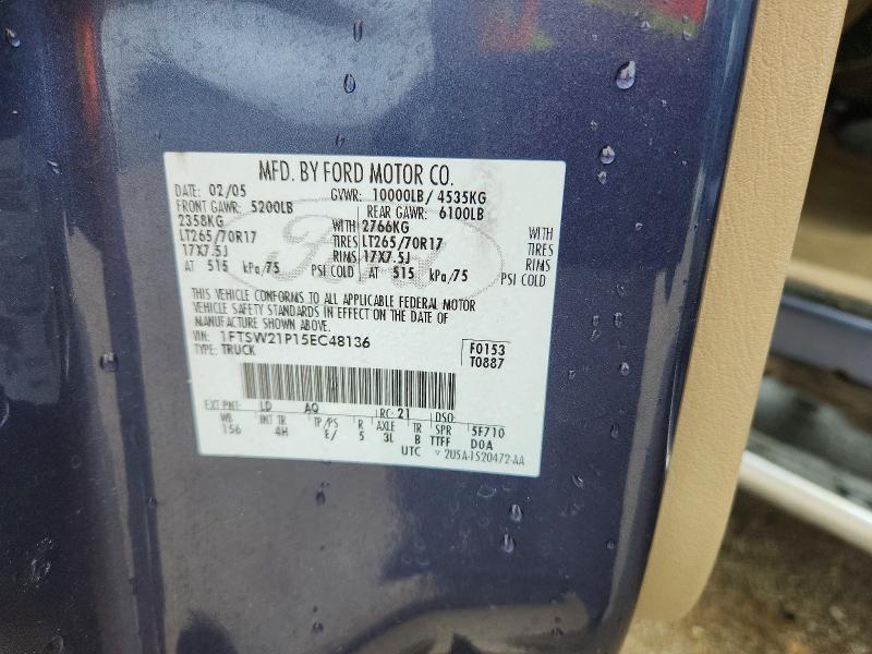 51646366 :رقم المزاد ، 1FTSW21P15EC48136 vin ، 2005 Ford F250 مزاد بيع