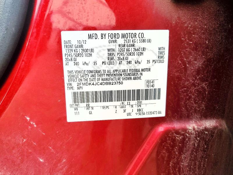 Продажа на аукционе авто 2013 Ford Edge, vin: 2FMDK4JC4DBB23750, номер лота: 53245496